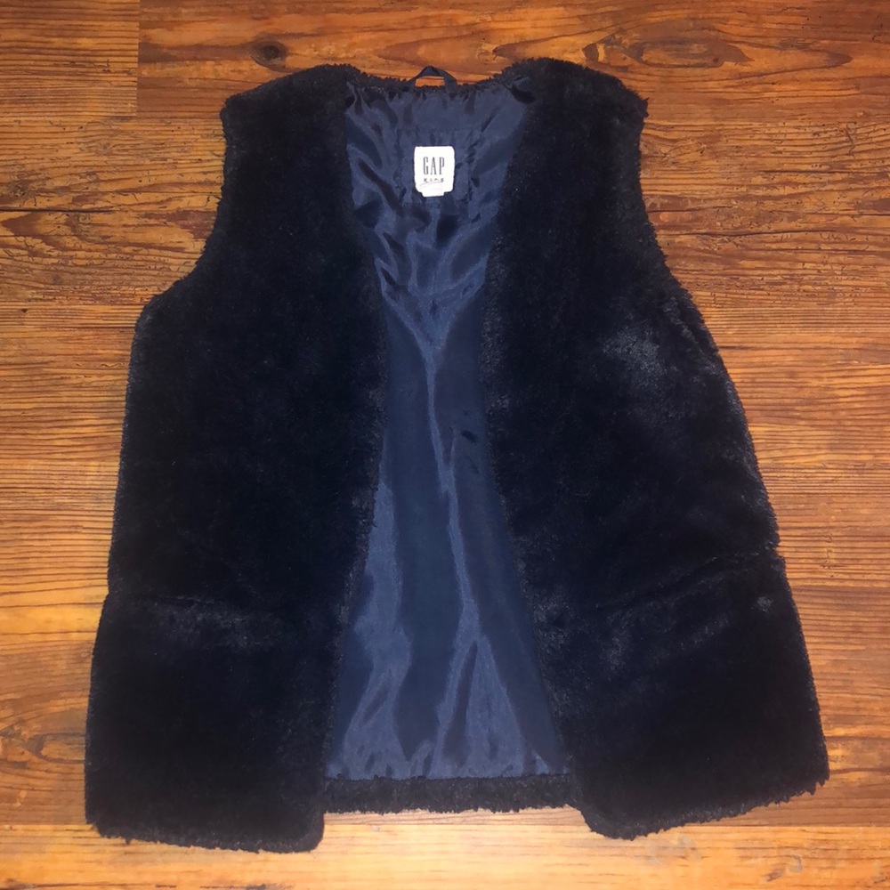 GAP Kids Midnight Blue Faux Fur Vest